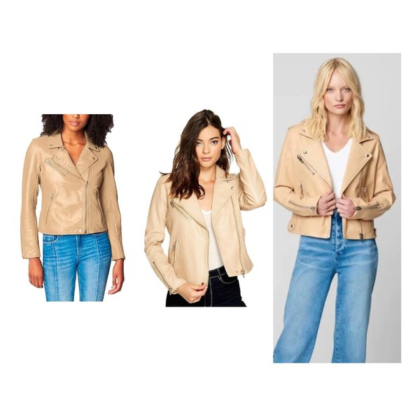 Blank NYC Moto Semi-Fit Jacket In Head To Toe Zipper Jacket Cream NWT 198 S - Picture 1 of 11